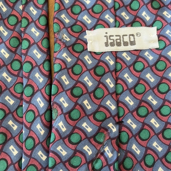 Men’s Neckties Blue Purple Teal Paisley Geometric Boston Trader’s Isaco tie - Picture 4 of 5